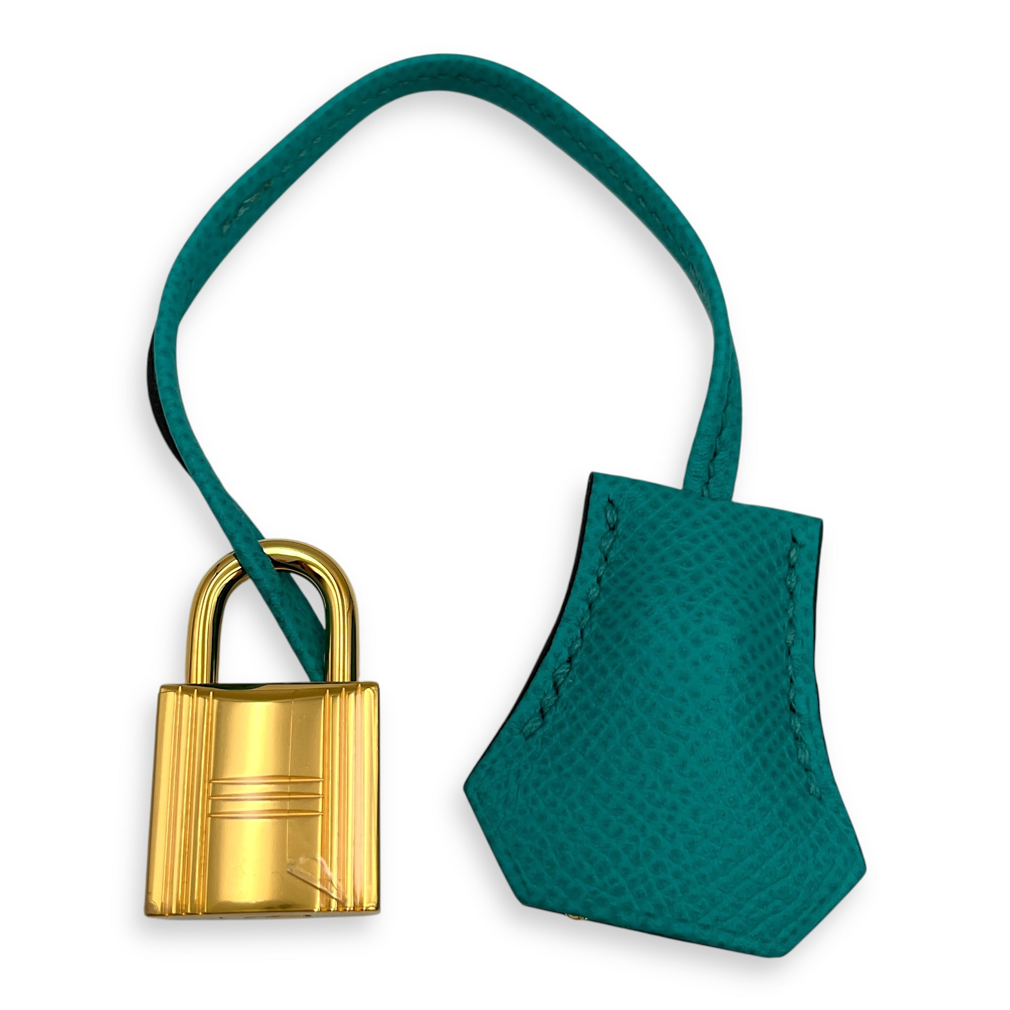 Sellier Kelly 25 Blue Paon in Epsom, Gold hardware