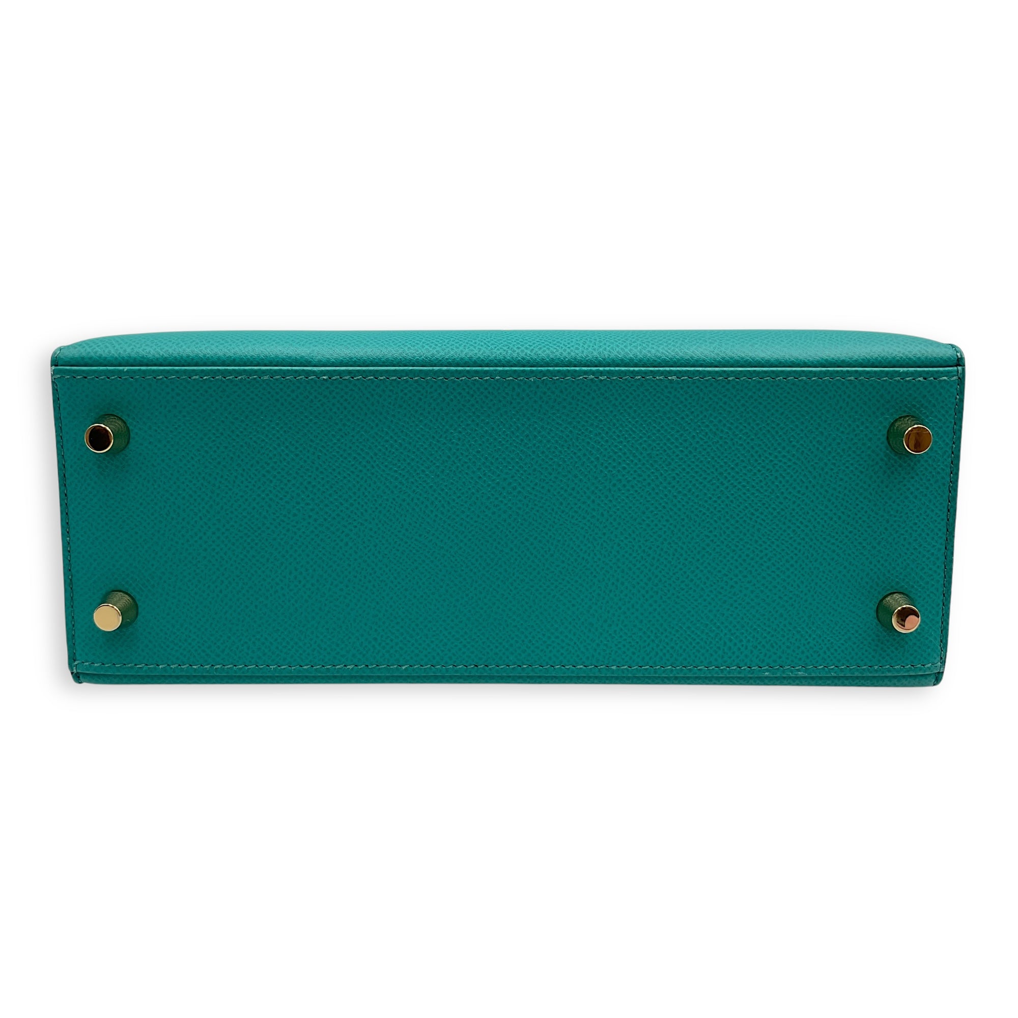 Sellier Kelly 25 Blue Paon in Epsom, Gold hardware