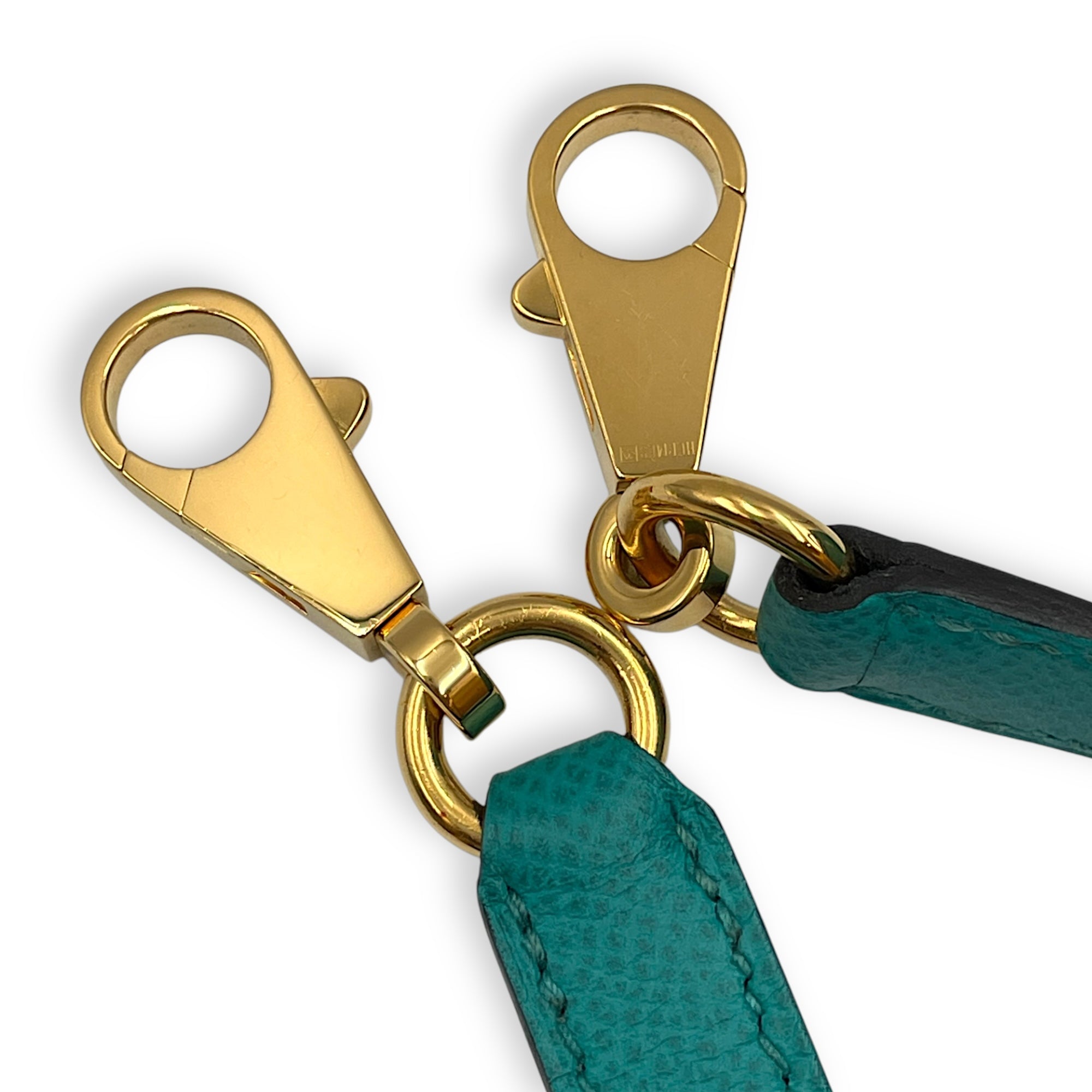 Sellier Kelly 25 Blue Paon in Epsom, Gold hardware