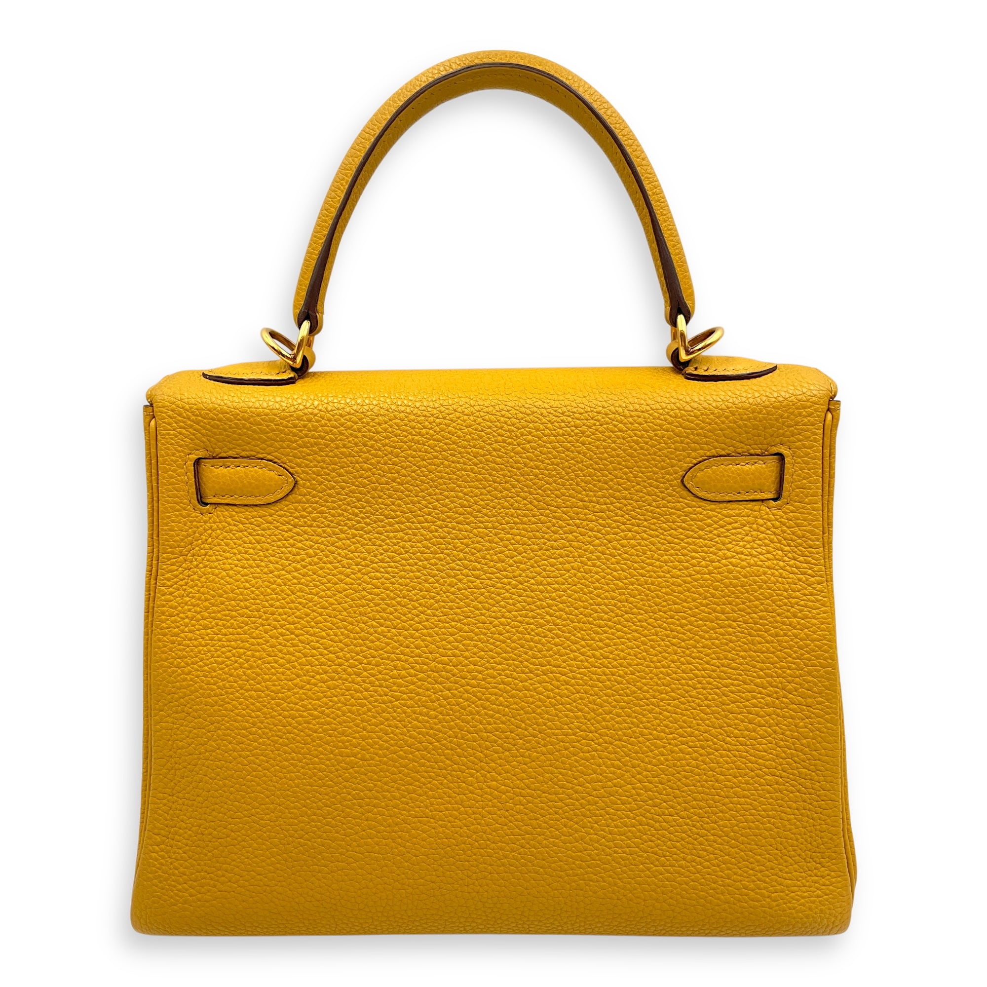 Kelly 25 Jaune Ambre in Togo, Gold hardware