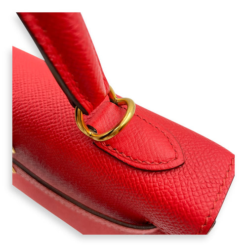 Sellier Kelly 25 Rouge Tomate in Epsom, Gold hardware