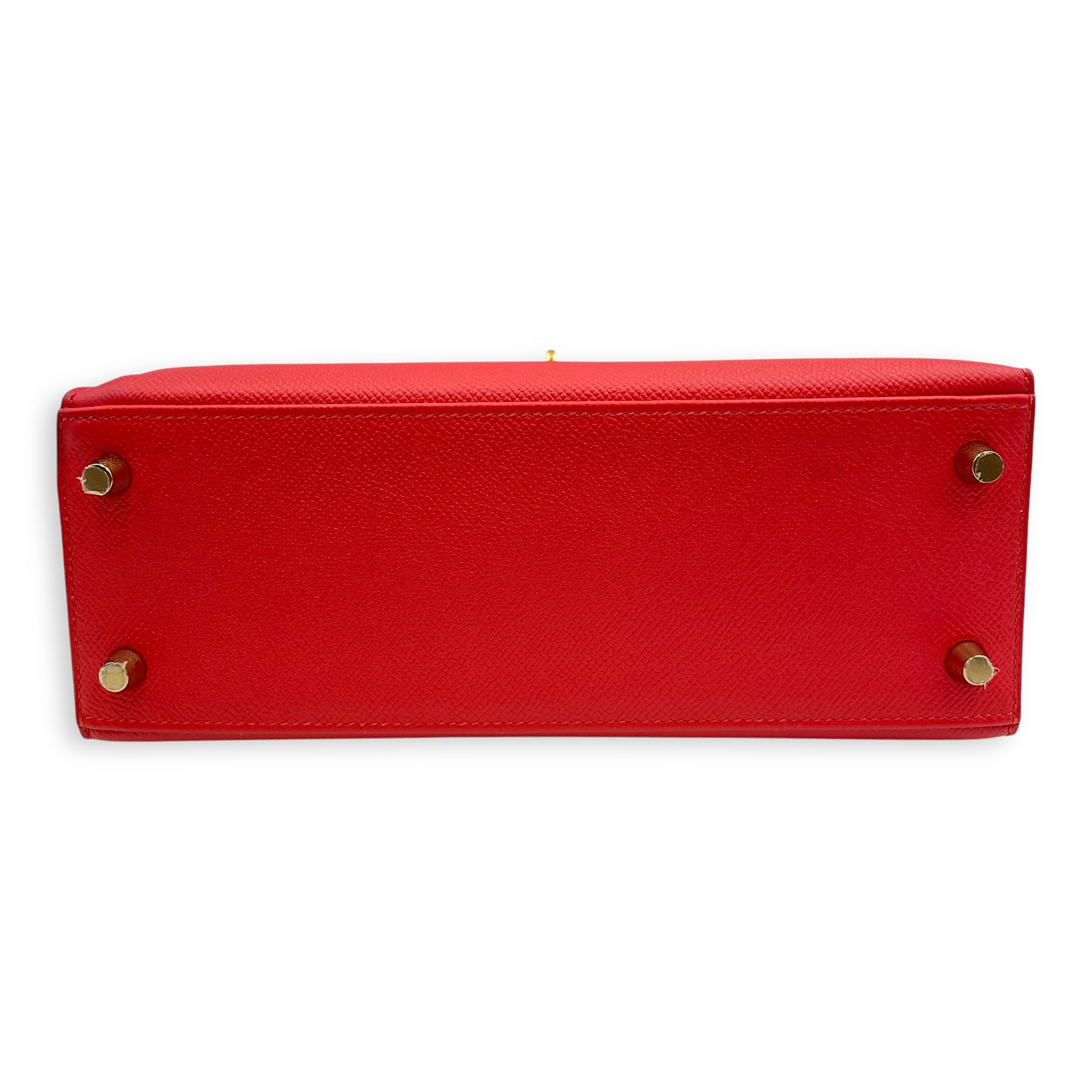 Sellier Kelly 25 Rouge Tomate in Epsom, Gold hardware