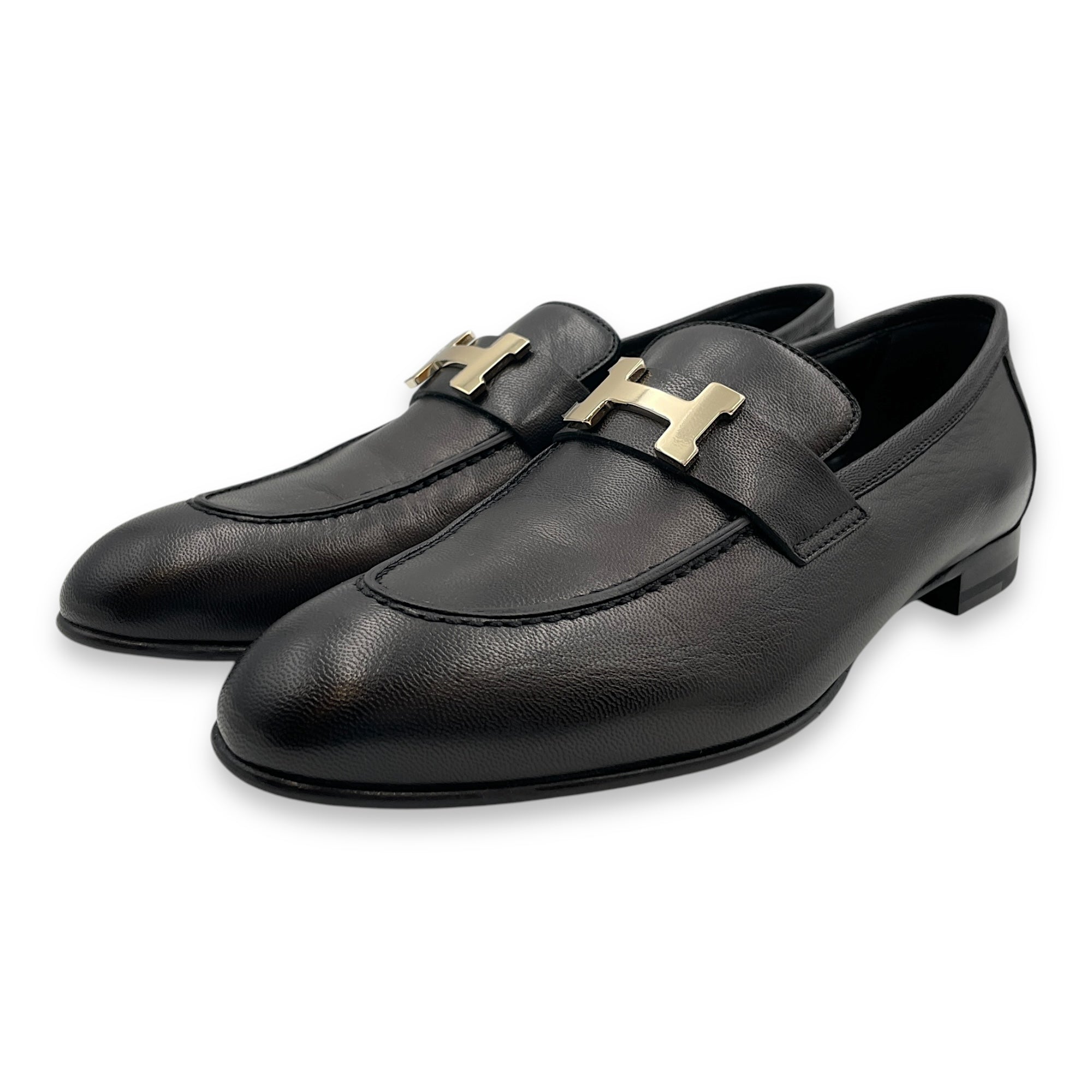 Paris 38.5 Black Loafers in Nappa, Palladium hardware