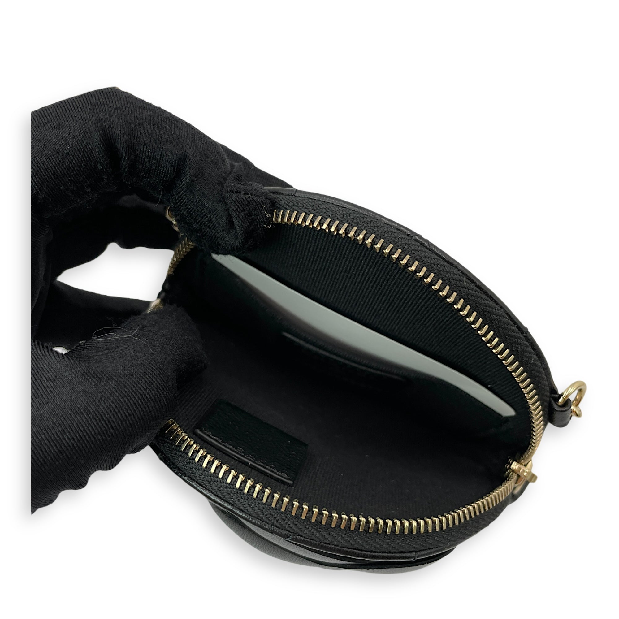 Camelia Black Clutch in Lambskin, Gold hardware