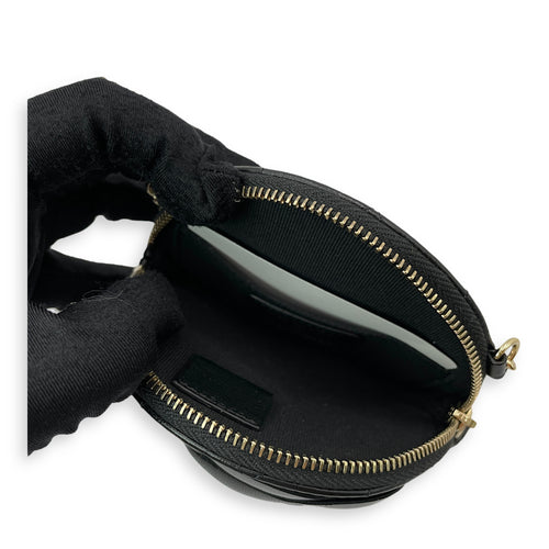 Camelia Black Clutch in Lambskin, Gold hardware