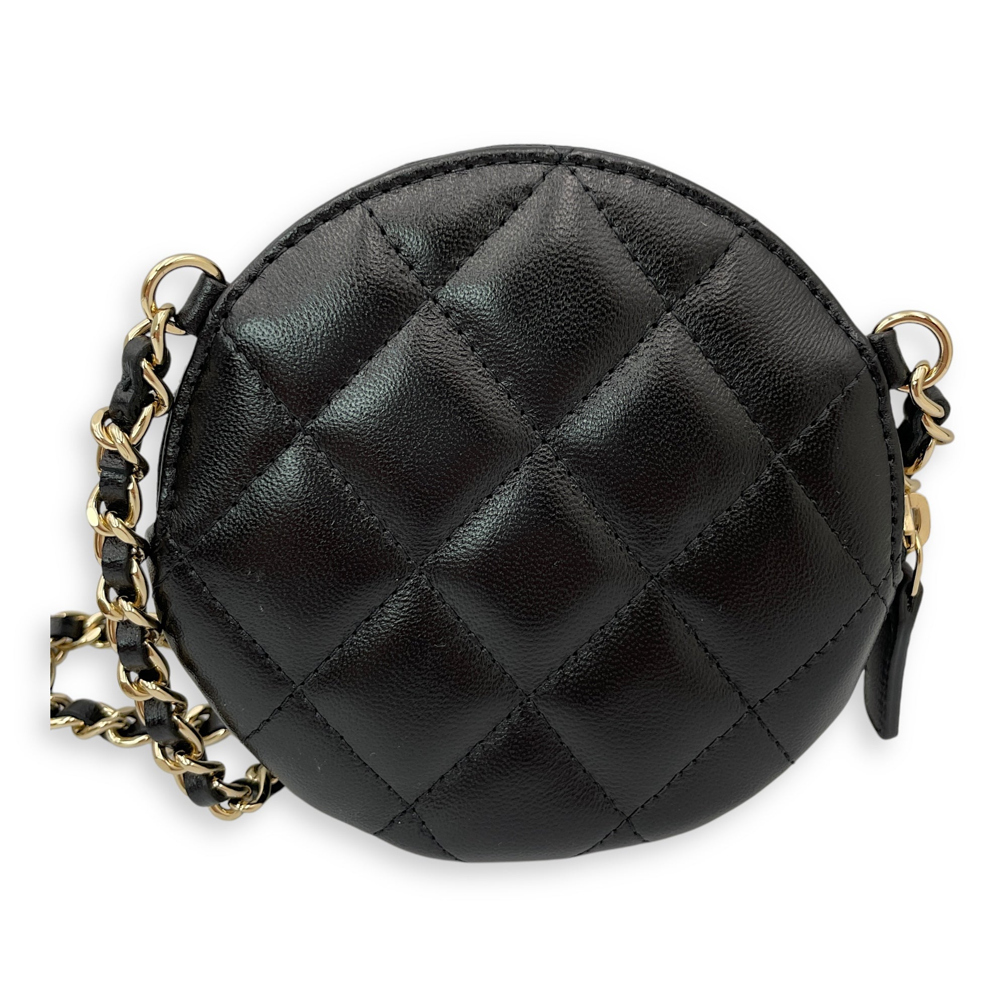 Camelia Black Clutch in Lambskin, Gold hardware