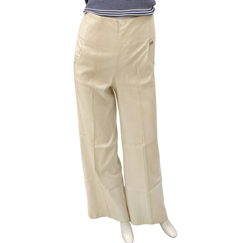09P CC 34 White High Waist Pants in Cotton, Nylon, Rayon, Polyurethane, Silver hardware
