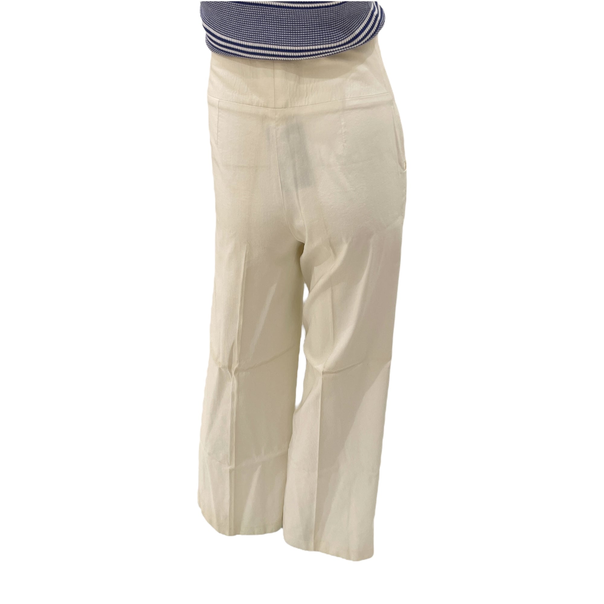 09P CC 34 White High Waist Pants in Cotton, Nylon, Rayon, Polyurethane, Silver hardware