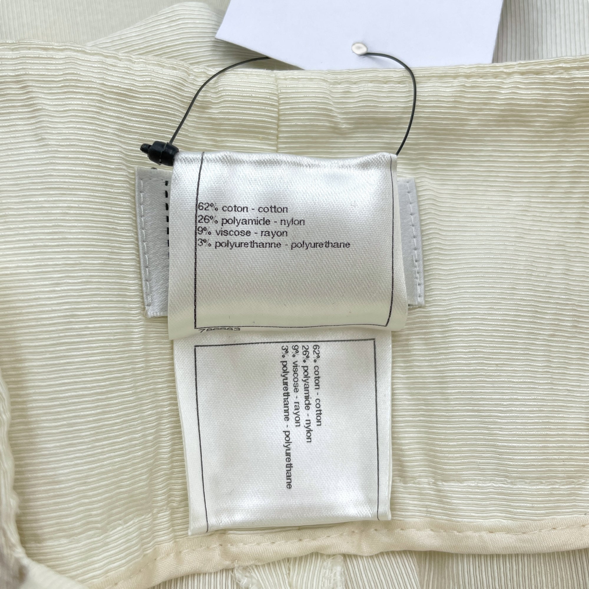 09P CC 34 White High Waist Pants in Cotton, Nylon, Rayon, Polyurethane, Silver hardware