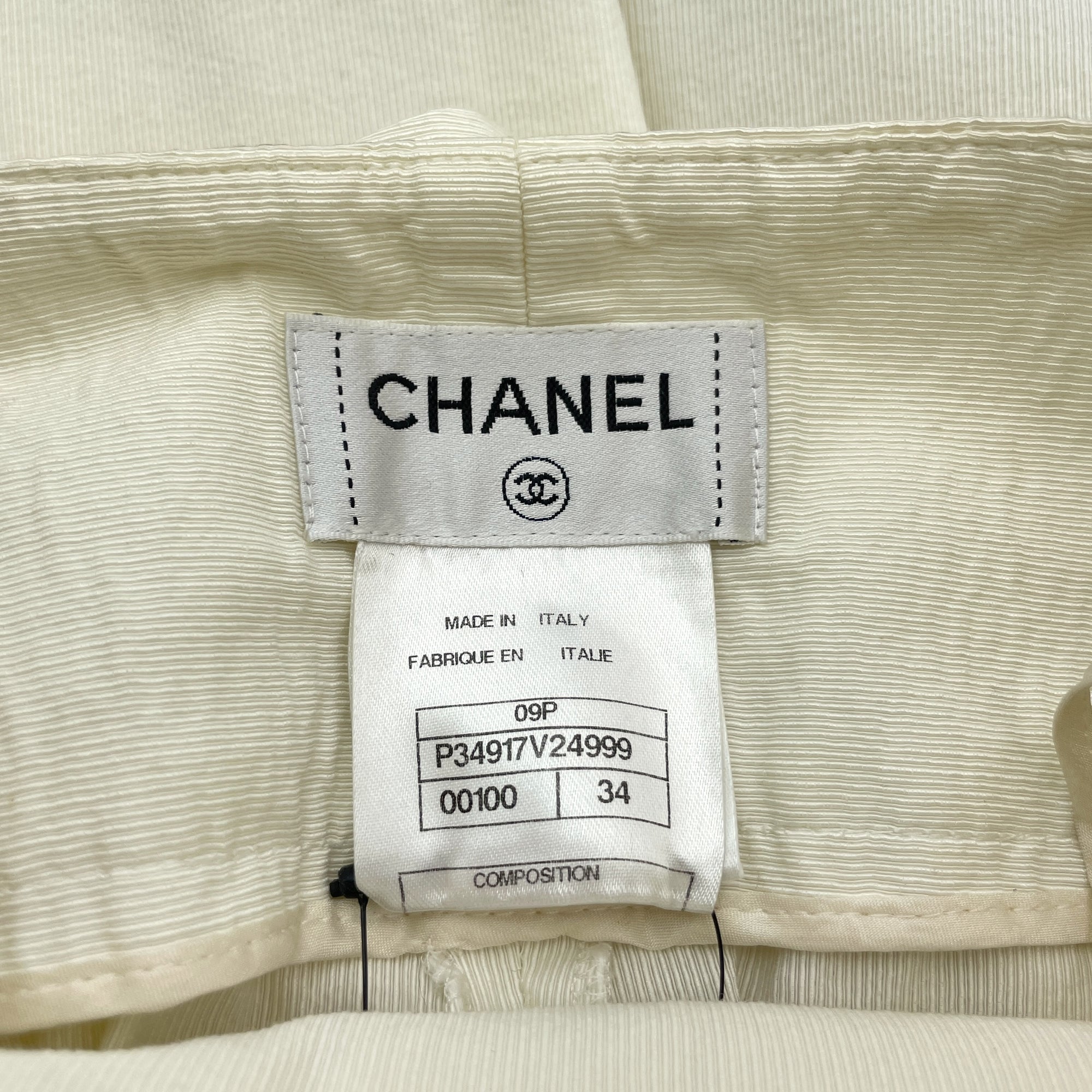 09P CC 34 White High Waist Pants in Cotton, Nylon, Rayon, Polyurethane, Silver hardware