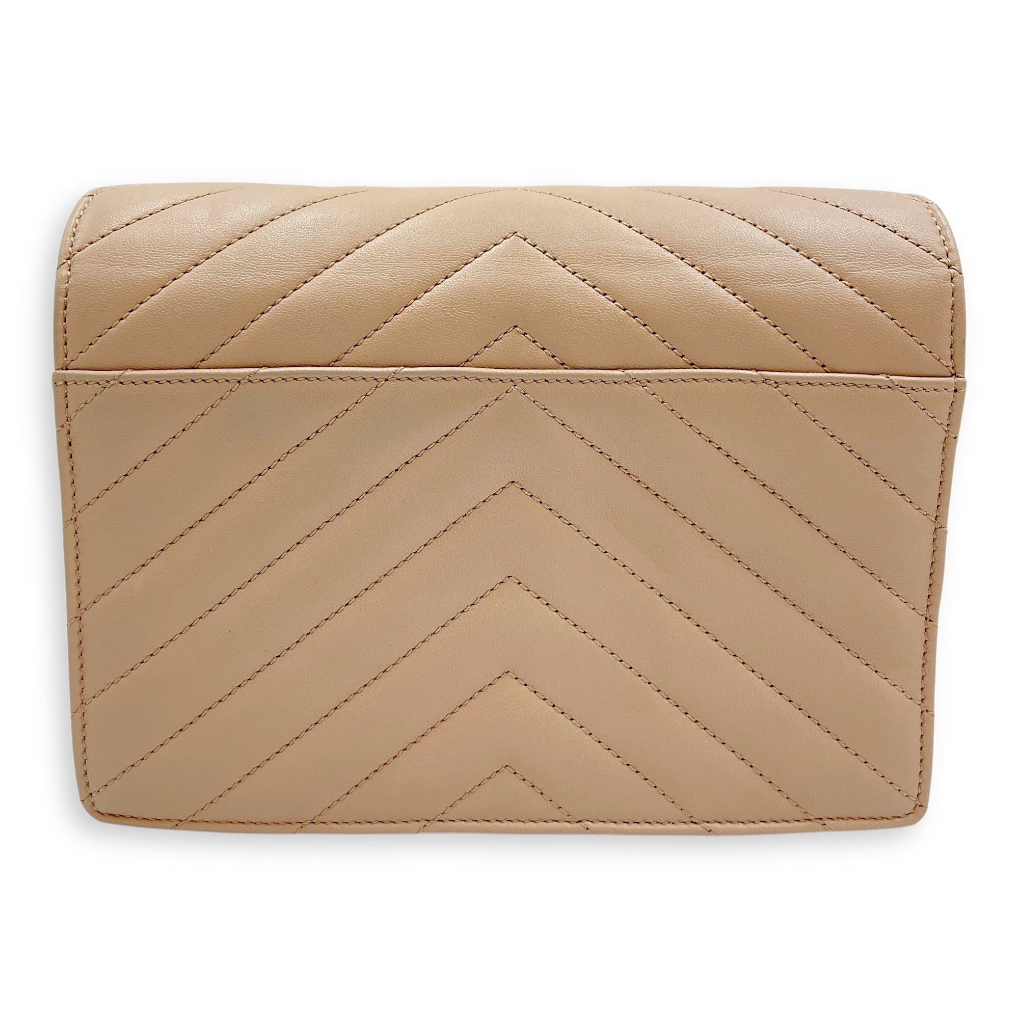 Matelassé Medium Beige Crossbody Bag in Calfskin, Gold hardware