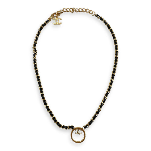 CC Leather Chain 46 cm Black Necklace in Lambskin, Gold hardware