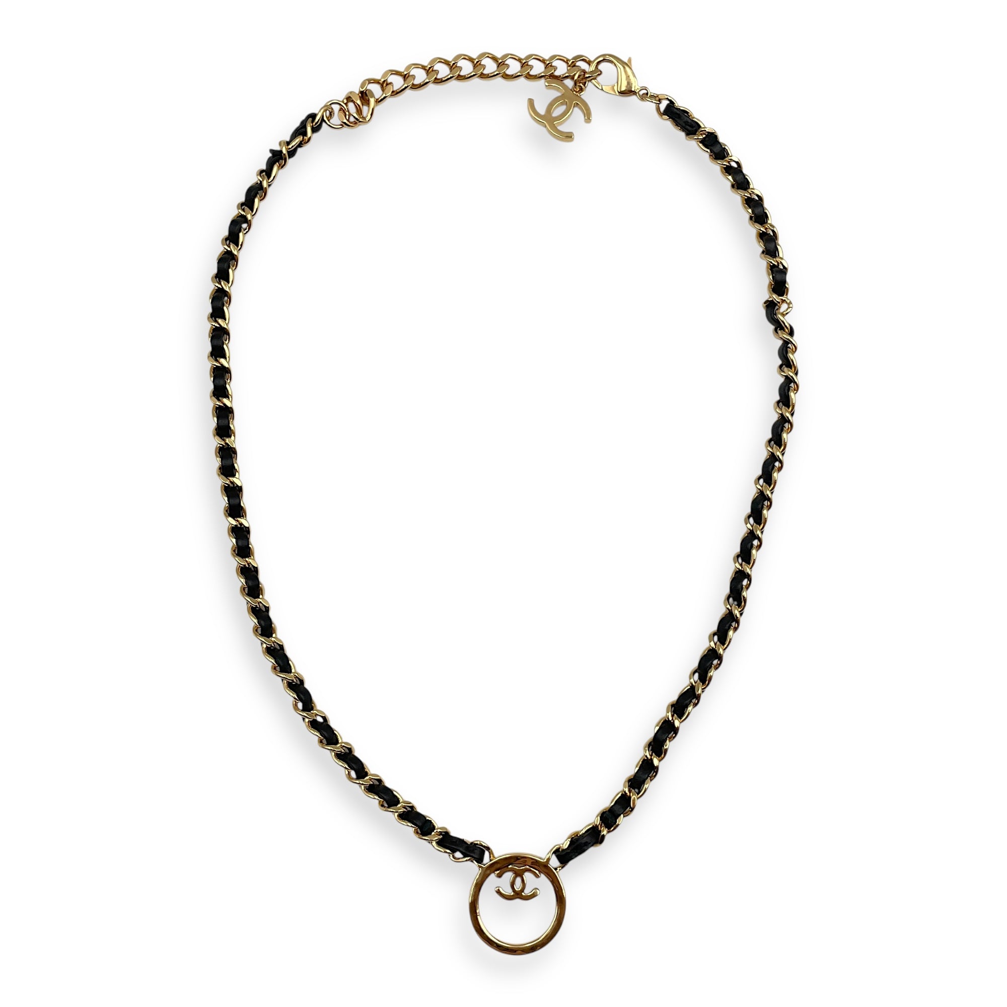 CC Leather Chain 46 cm Black Necklace in Lambskin, Gold hardware