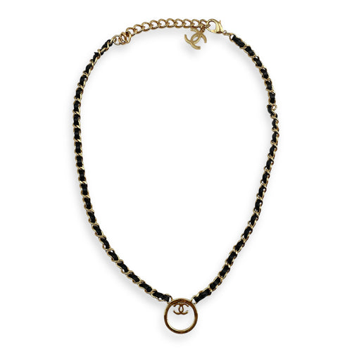 CC Leather Chain 46 cm Black Necklace in Lambskin, Gold hardware