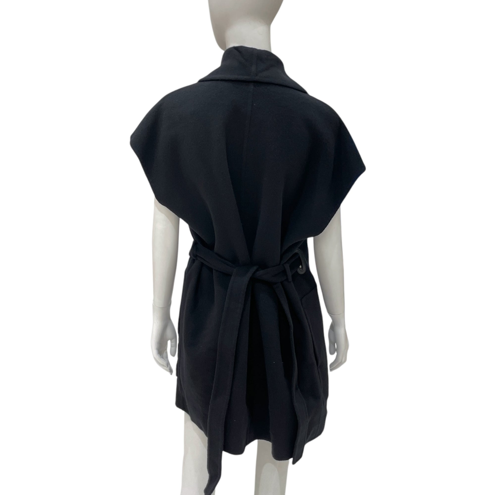Long Wrap 36 Noir Vest in 100% Cashmere
