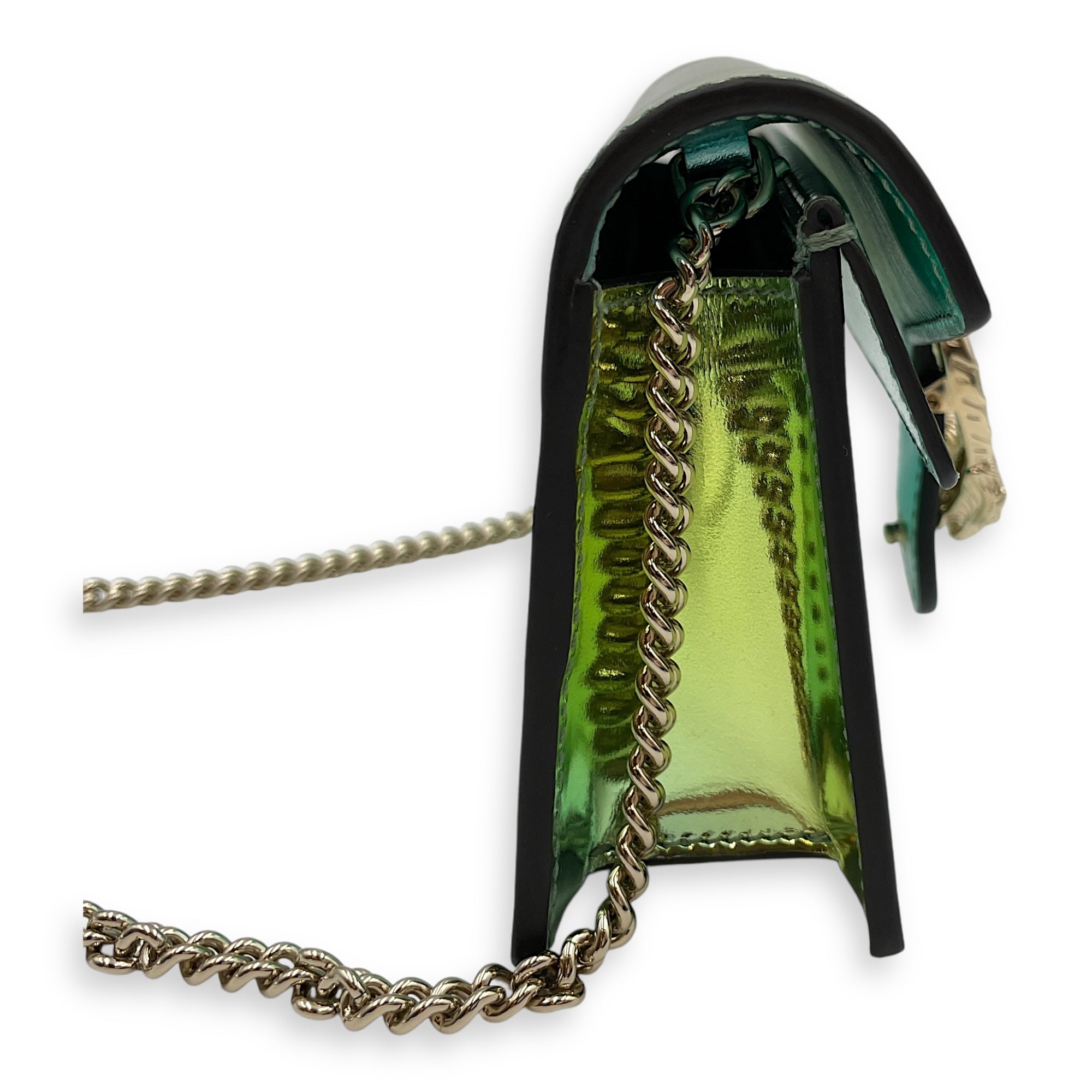 Dionysus Mini Green Crossbody Bag in Metallic, Silver hardware