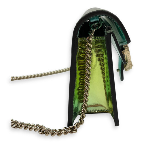 Dionysus Mini Green Crossbody Bag in Metallic, Silver hardware