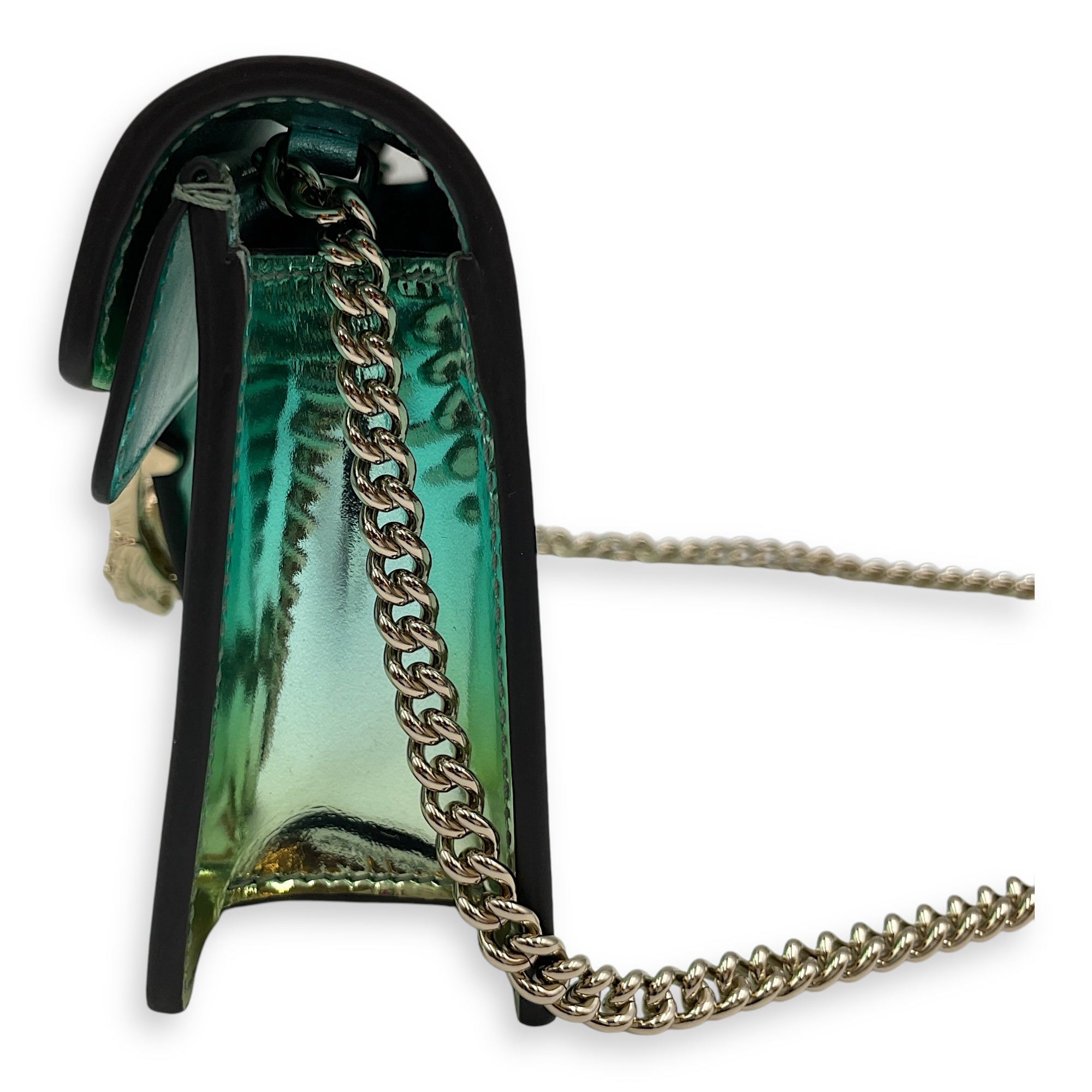 Dionysus Mini Green Crossbody Bag in Metallic, Silver hardware