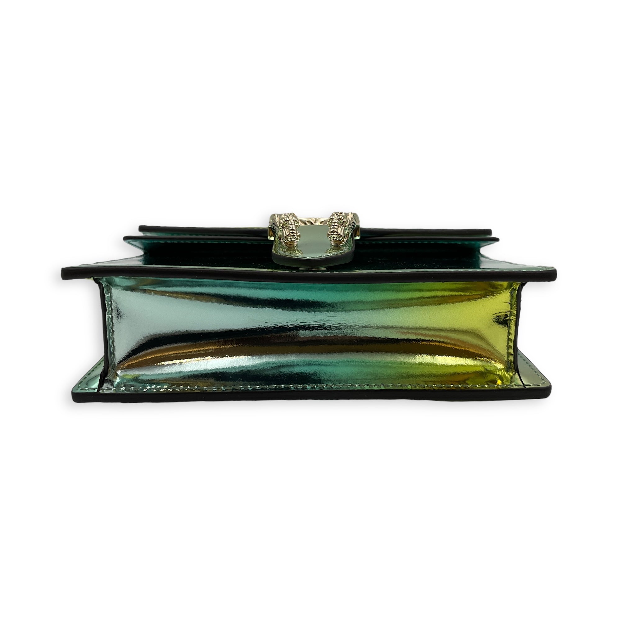 Dionysus Mini Green Crossbody Bag in Metallic, Silver hardware