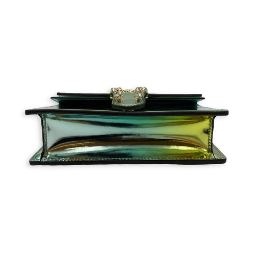 Dionysus Mini Green Crossbody Bag in Metallic, Silver hardware