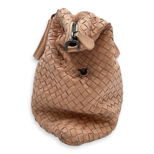 Intrecciator Peach Shoulder Bag in Nappa Leather, Brunito hardware