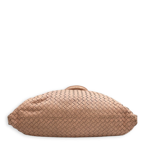 Intrecciator Peach Shoulder Bag in Nappa Leather, Brunito hardware