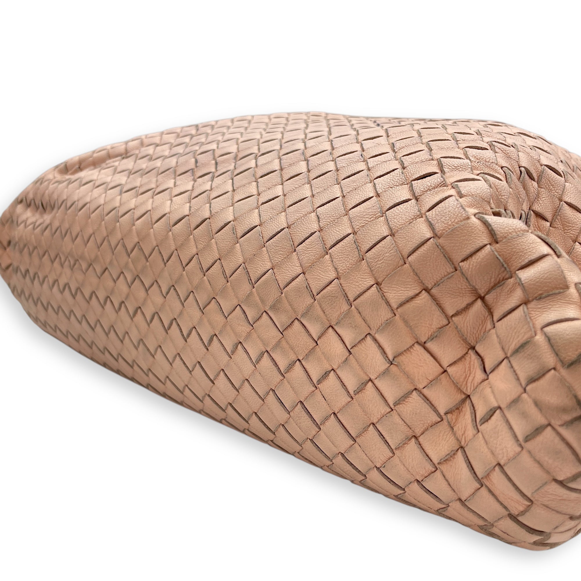 Intrecciator Peach Shoulder Bag in Nappa Leather, Brunito hardware