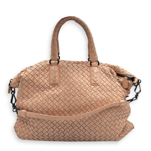 Intrecciator Peach Shoulder Bag in Nappa Leather, Brunito hardware