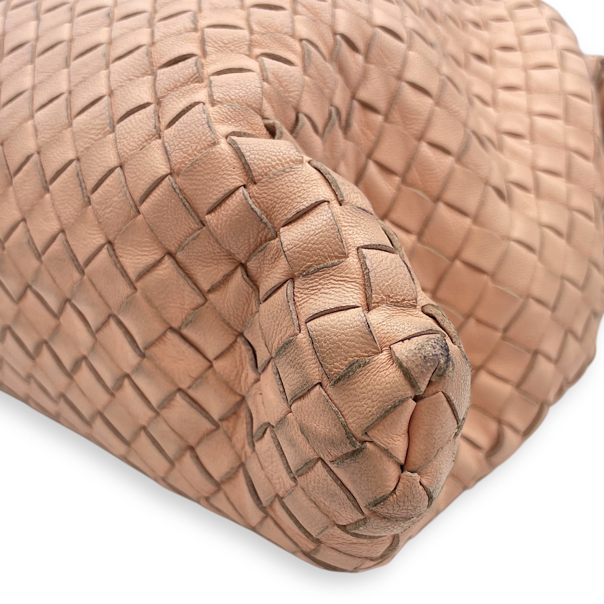 Intrecciator Peach Shoulder Bag in Nappa Leather, Brunito hardware