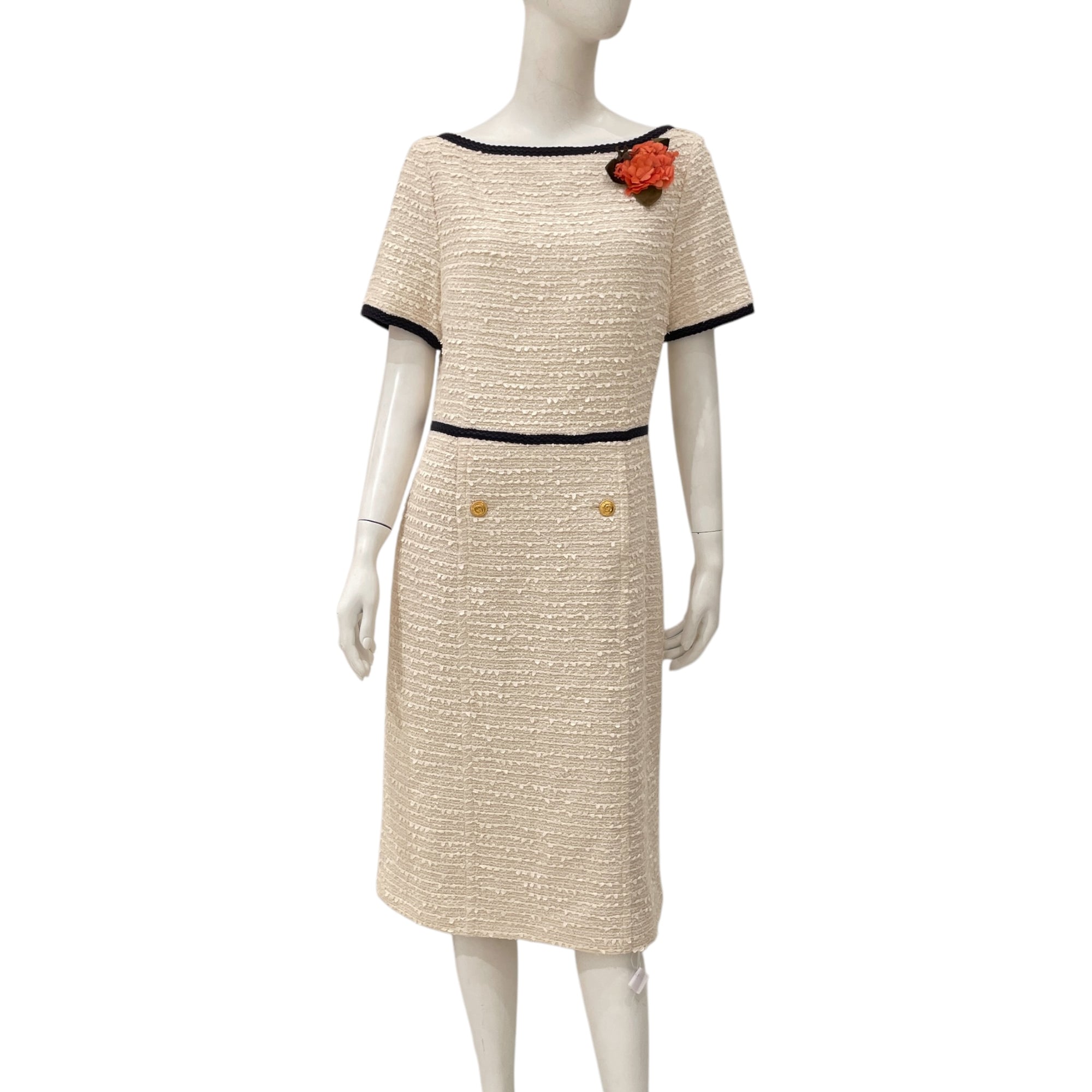 Tweed 46 White Dress in Cotton/Polyamide