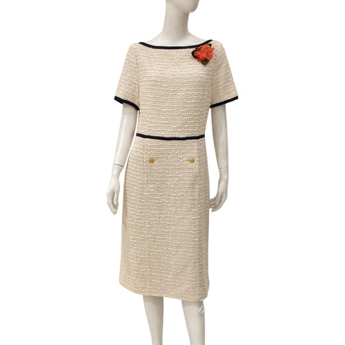 Tweed 46 White Dress in Cotton/Polyamide