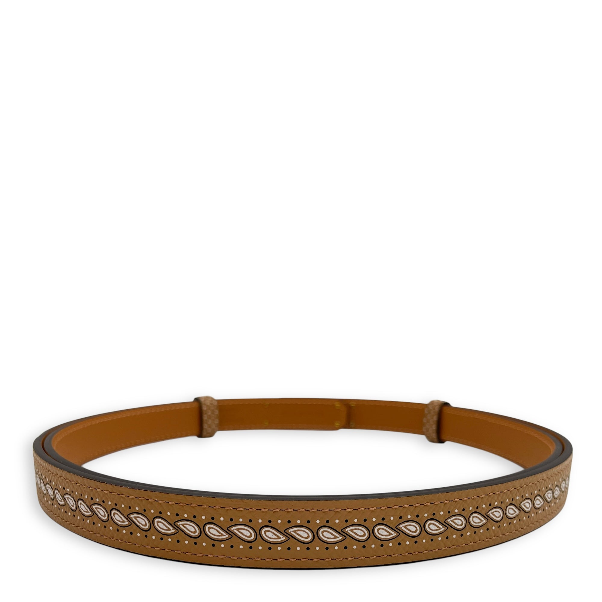 Kelly Bandana 18 Biscuit/Noir/Blanc Belt in Epsom, Gold hardware