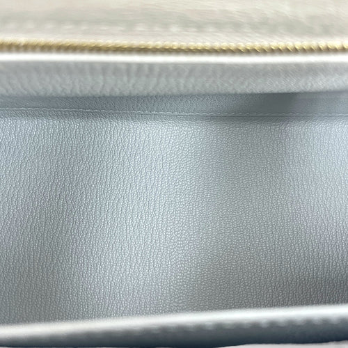 Sellier Kelly 25 Gris Perle in Ostrich, Gold hardware