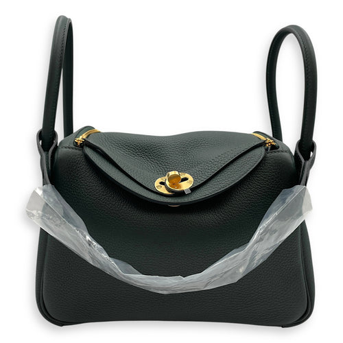 Lindy 26 Vert Fonce in Clemence, Gold hardware