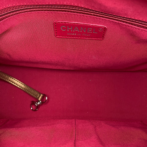 Quilted Gabrielle Metallic Gold Top Handle Bag in Distressed Leather, Tri tone hardware