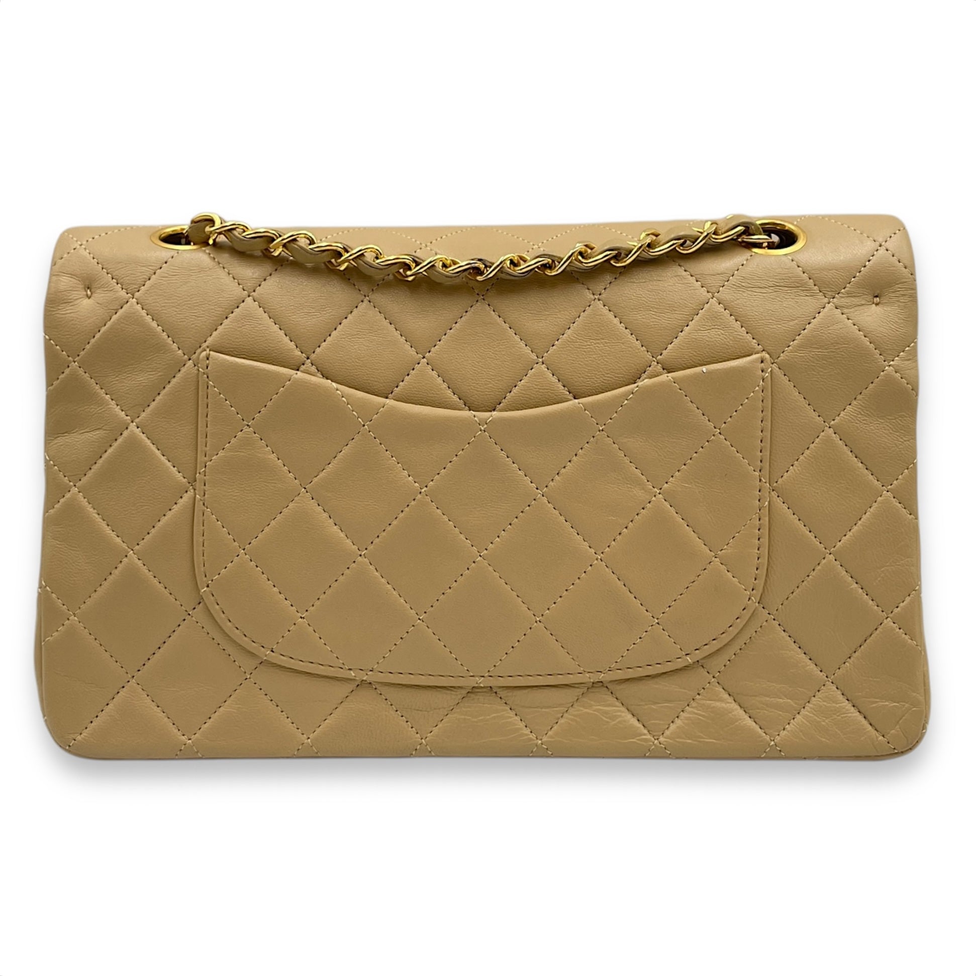 Vintage Classic (DF) 2.55 Beige Shoulder Bag in Lambskin, Gold hardware