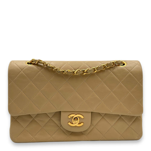 Vintage Classic (DF) 2.55 Beige Shoulder Bag in Lambskin, Gold hardware