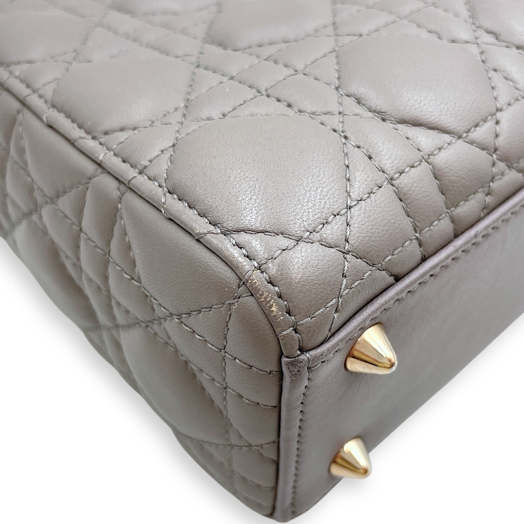 Lady Dior with ABC charms Grey Shoulder Bag in Lambskin, Gold hardware