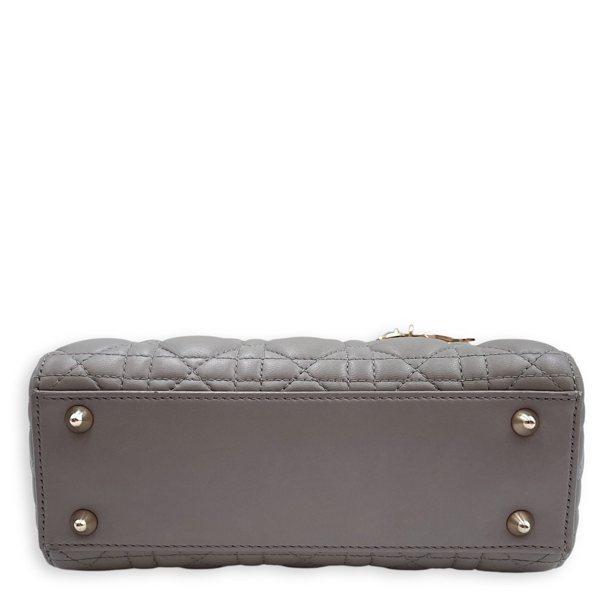 Lady Dior with ABC charms Grey Shoulder Bag in Lambskin, Gold hardware