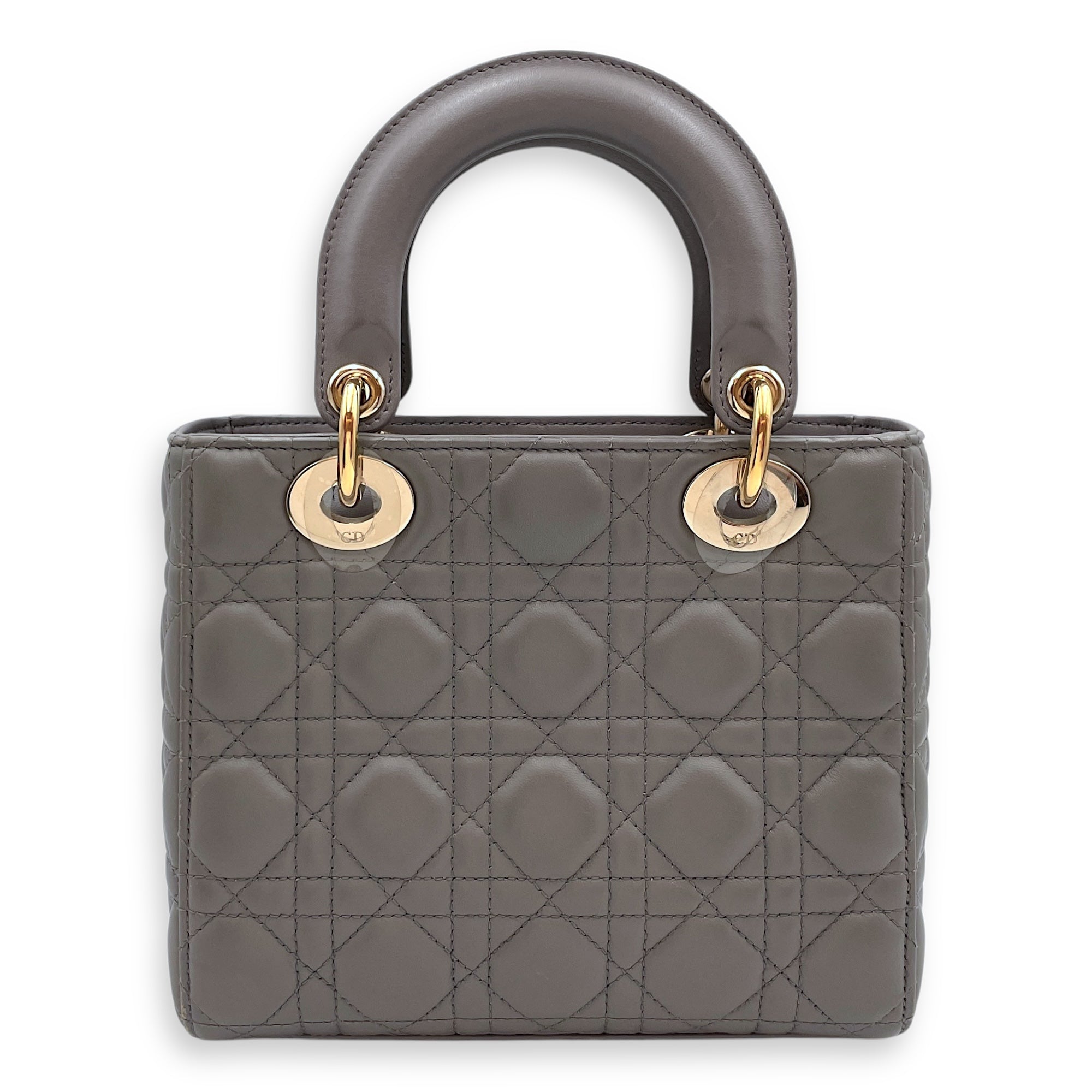 Lady Dior with ABC charms Grey Shoulder Bag in Lambskin, Gold hardware