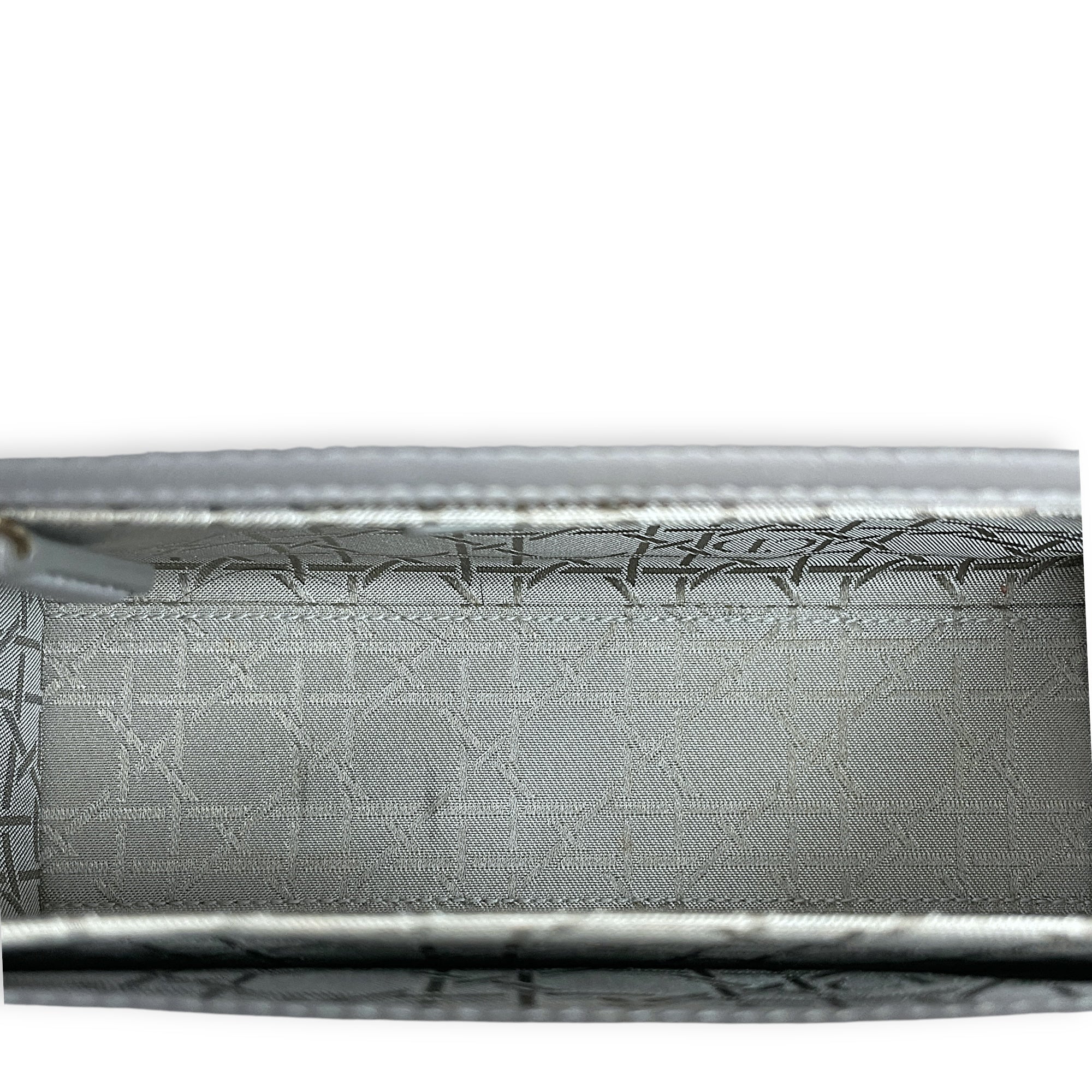 Lady Dior with ABC charms Grey Shoulder Bag in Lambskin, Gold hardware