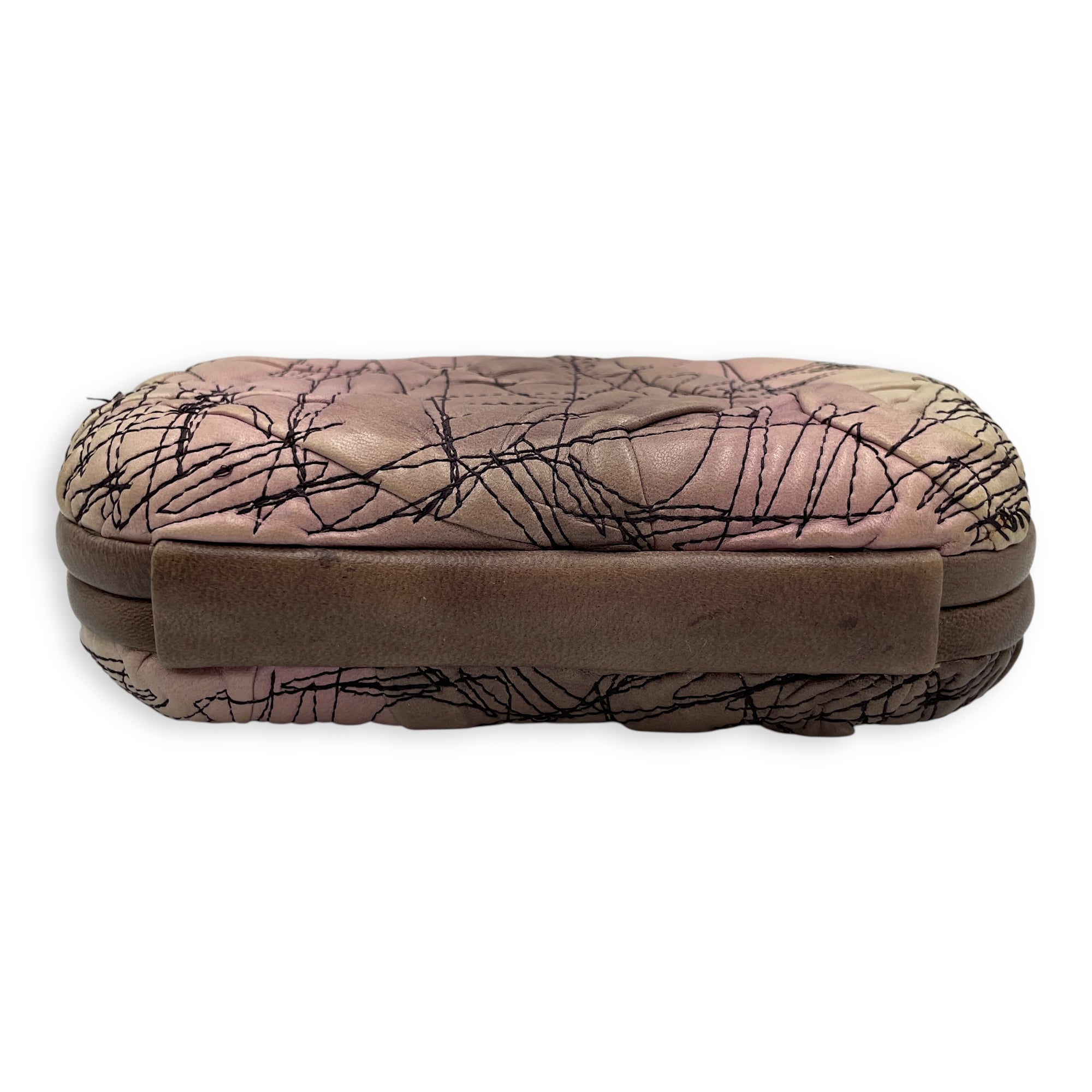 Knot lock Pink Clutch in Nappa Leather, Silver hardware