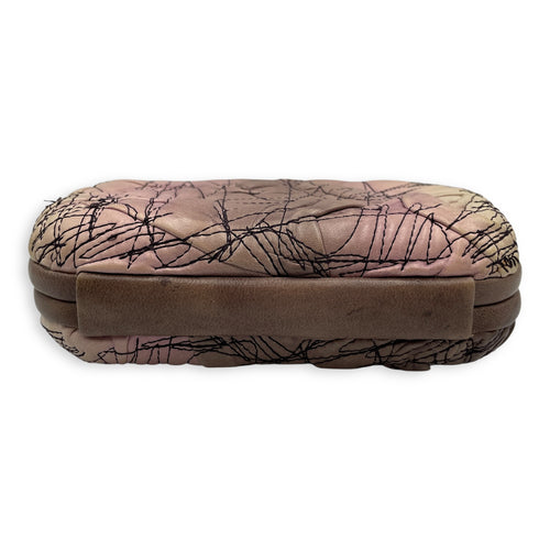 Knot lock Pink Clutch in Nappa Leather, Silver hardware