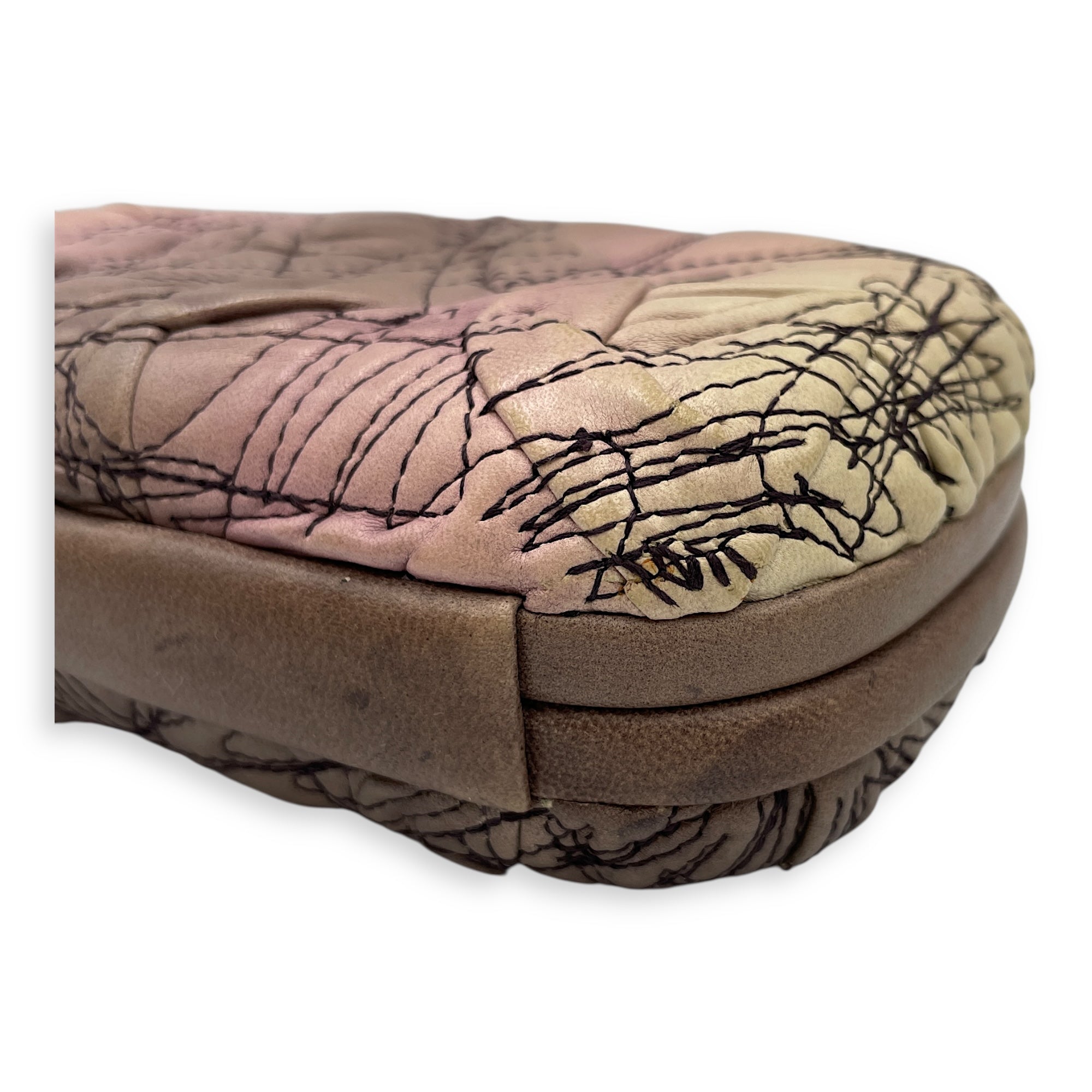 Knot lock Pink Clutch in Nappa Leather, Silver hardware