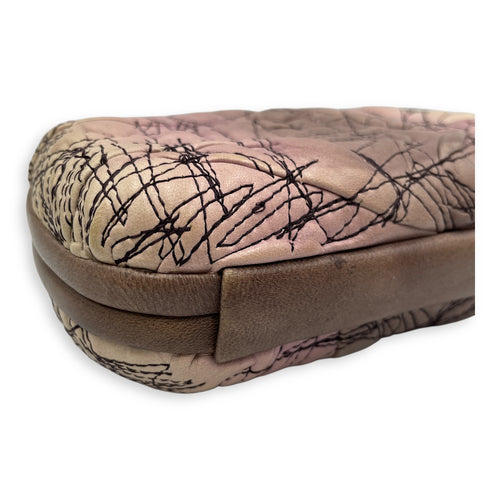 Knot lock Pink Clutch in Nappa Leather, Silver hardware