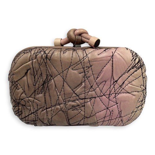 Knot lock Pink Clutch in Nappa Leather, Silver hardware