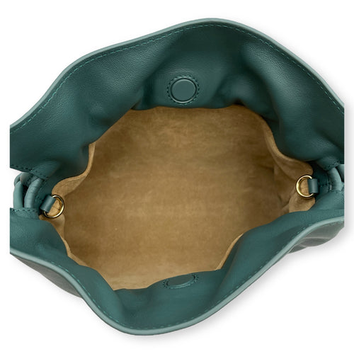 Flamenco Green Shoulder Bag in Nappa Leather, Gold hardware