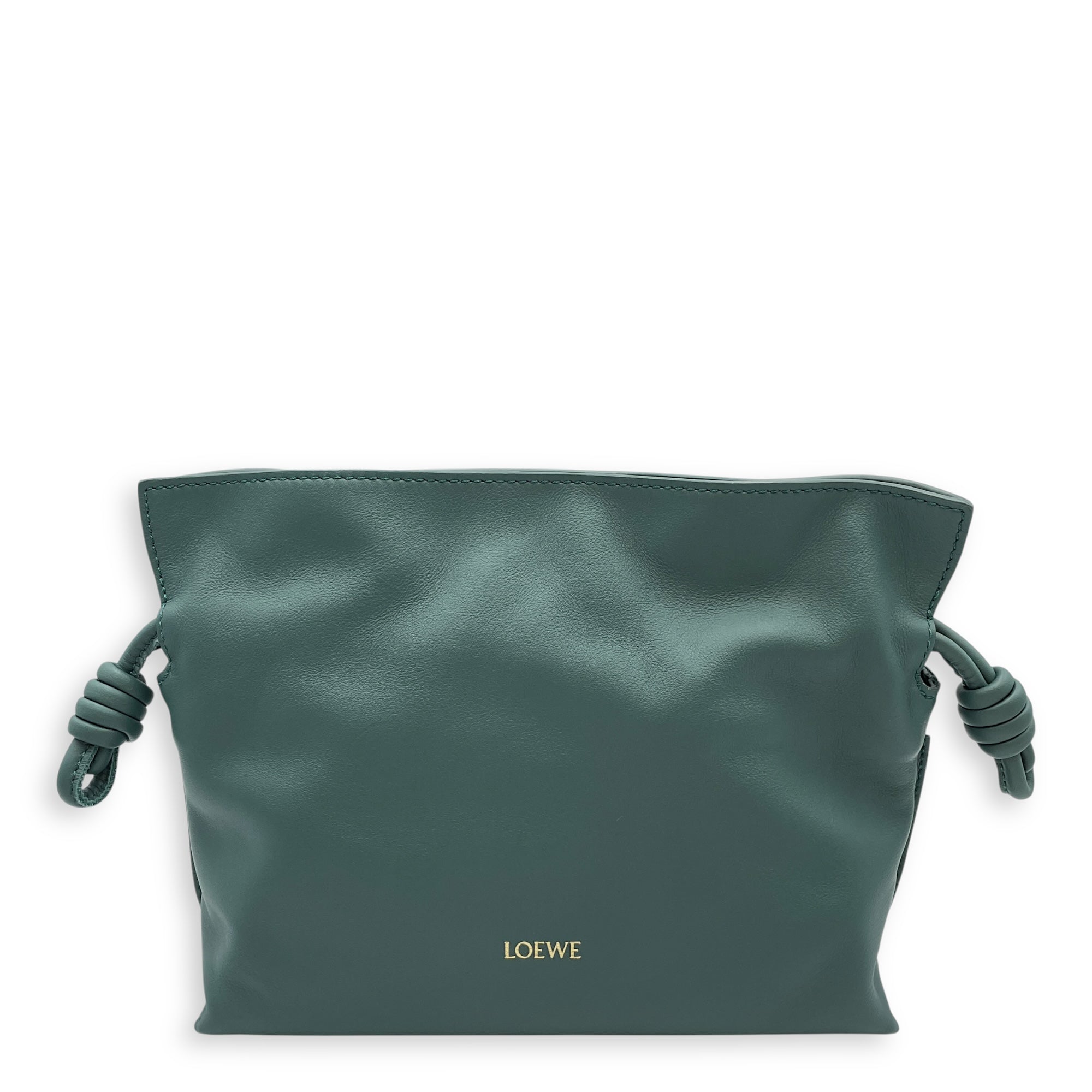Flamenco Green Shoulder Bag in Nappa Leather, Gold hardware