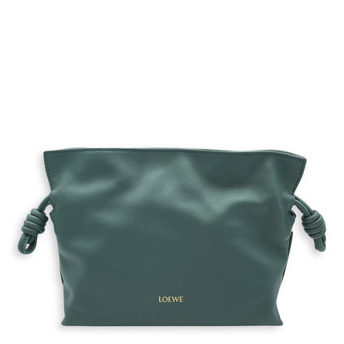 Flamenco Green Shoulder Bag in Nappa Leather, Gold hardware