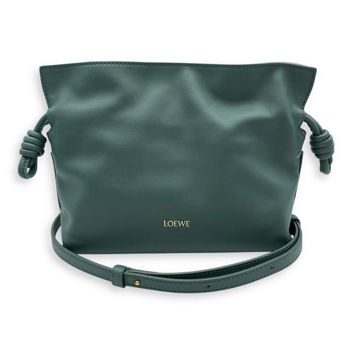 Flamenco Green Shoulder Bag in Nappa Leather, Gold hardware